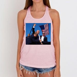 Trump Assassination Attempt 2024 Fight Fighting Fighter Women's Knotted Racerback Tank