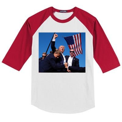 Trump Assassination Attempt 2024 Fight Fighting Fighter Kids Colorblock Raglan Jersey