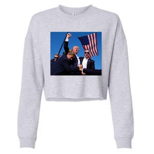 Trump Assassination Attempt 2024 Fight Fighting Fighter Cropped Pullover Crew