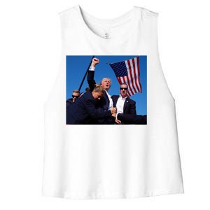 Trump Assassination Attempt 2024 Fight Fighting Fighter Women's Racerback Cropped Tank