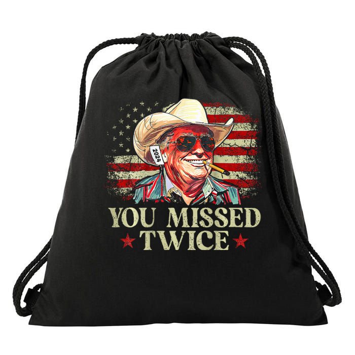 Trump Assassination Attempt You Missed Twice Drawstring Bag