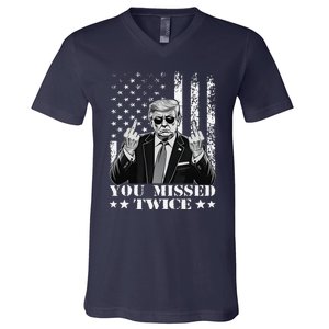 Trump Assassination Attempt Trump 2024 You Missed Twice V-Neck T-Shirt