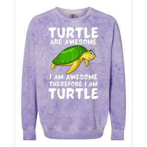 Turtle Are Awesome I Am Awesome Therefore I Am Turtle Colorblast Crewneck Sweatshirt