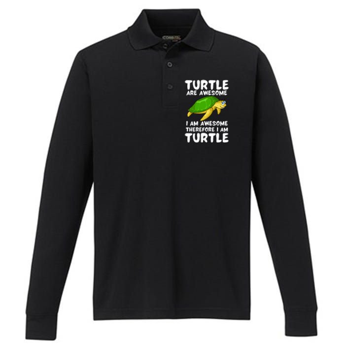 Turtle Are Awesome I Am Awesome Therefore I Am Turtle Performance Long Sleeve Polo