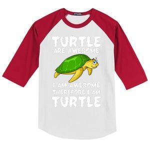 Turtle Are Awesome I Am Awesome Therefore I Am Turtle Kids Colorblock Raglan Jersey