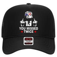 Trump Assassination Attempt Trump 2024 You Missed Twice High Crown Mesh Back Trucker Hat