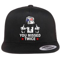 Trump Assassination Attempt Trump 2024 You Missed Twice Flat Bill Trucker Hat