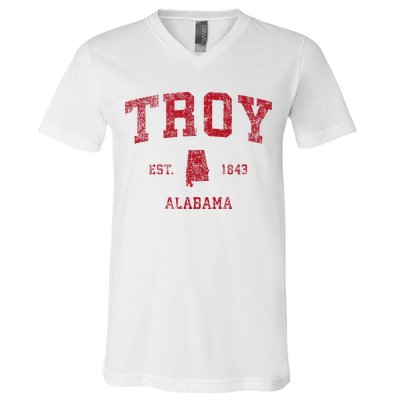 Troy Alabama Al Vintage Sports Design V-Neck T-Shirt