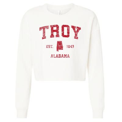 Troy Alabama Al Vintage Sports Design Cropped Pullover Crew