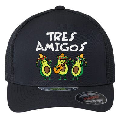 Tres Amigos Avocados Guac Cinco De Mayo Fiesta Mexican Vegan Flexfit Unipanel Trucker Cap