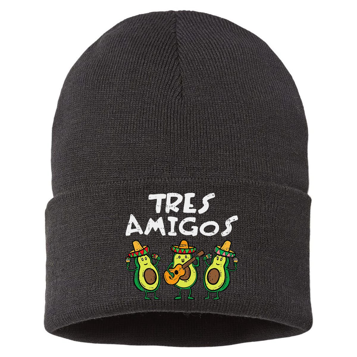 Tres Amigos Avocados Guac Cinco De Mayo Fiesta Mexican Vegan Sustainable Knit Beanie