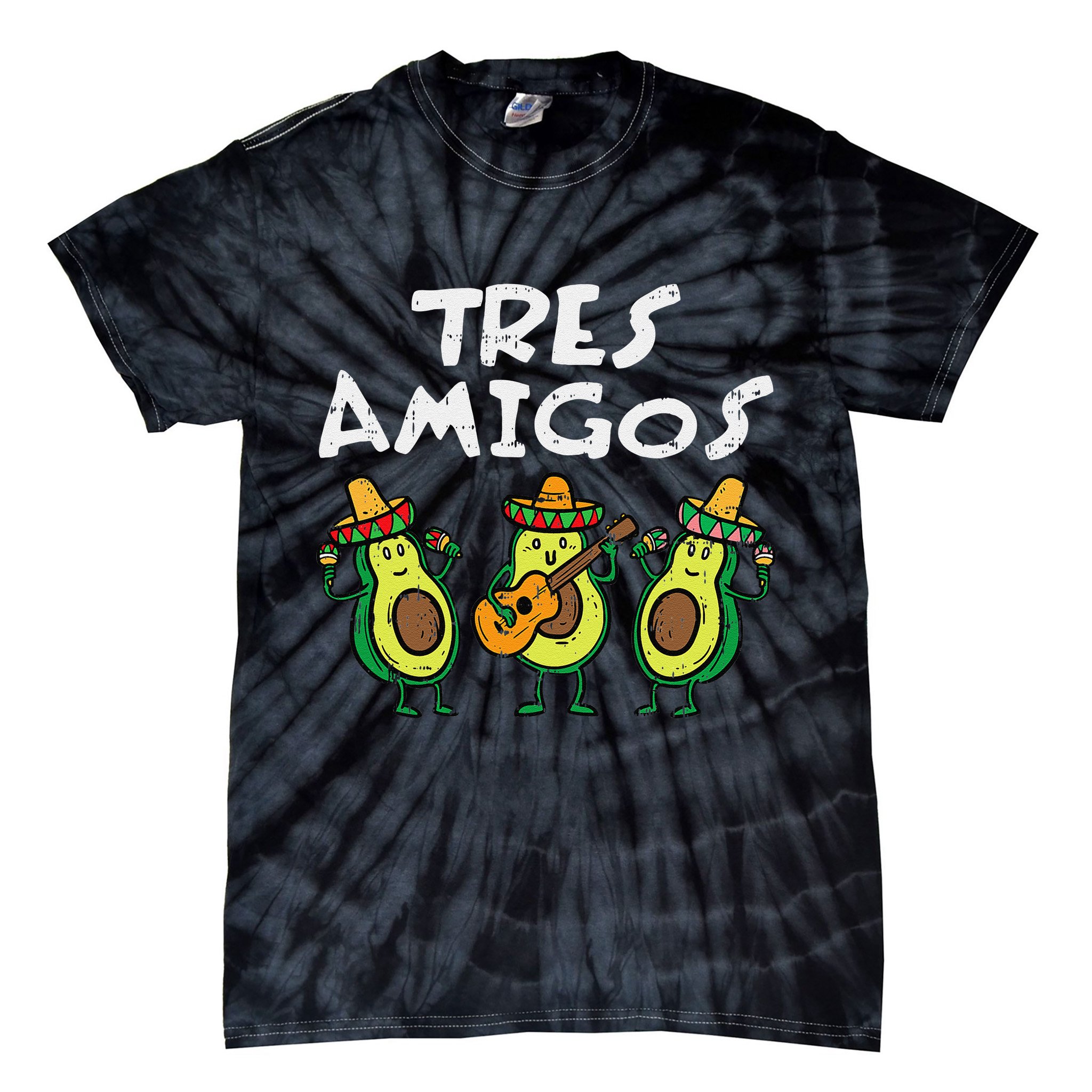 Tres Amigos Avocados Guac Cinco De Mayo Fiesta Mexican Vegan Tie-Dye T-Shirt