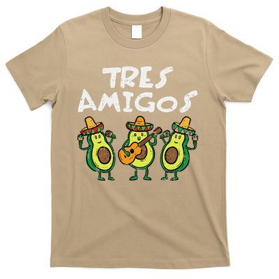 Tres Amigos Avocados Guac Cinco De Mayo Fiesta Mexican Vegan T-Shirt