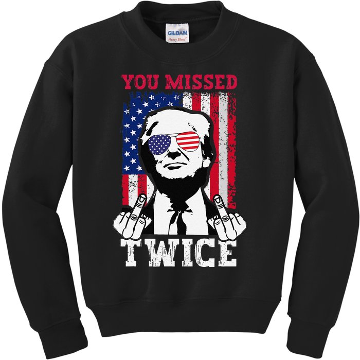 Trump Assassination Attempt Trump 2024 You Missed Twice Gift Kids Sweatshirt