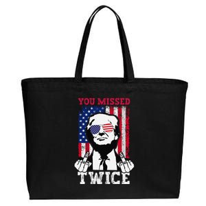 Trump Assassination Attempt Trump 2024 You Missed Twice Gift Cotton Canvas Jumbo Tote