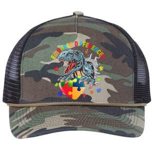 Trex Autism Awareness Dinosaur Autism Gift Retro Rope Trucker Hat Cap