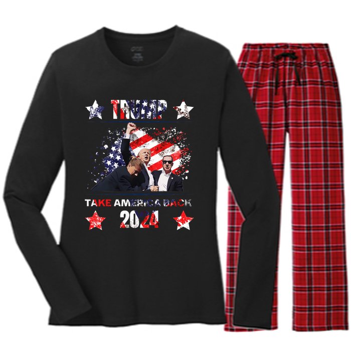 Trump Assassination Attempt 2024 Women's Long Sleeve Flannel Pajama Set 