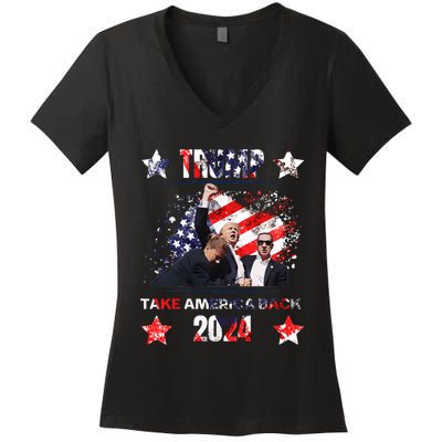 Trump Assassination Attempt 2024 Women's V-Neck T-Shirt