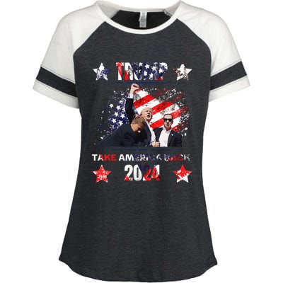 Trump Assassination Attempt 2024 Enza Ladies Jersey Colorblock Tee