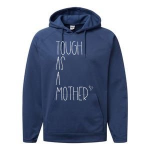 Tough As A Mother Funny Momma Loves Her Dos Strong Mom Great Gift Performance Fleece Hoodie