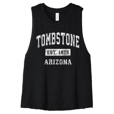 Tombstone Arizona Az Vintage Established Sports Design Women's Racerback Cropped Tank