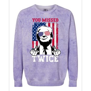 Trump Assassination Attempt Trump 2024 You Missed Twice Colorblast Crewneck Sweatshirt