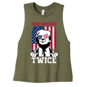 Trump Assassination Attempt Trump 2024 You Missed Twice Women's Racerback Cropped Tank