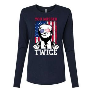 Trump Assassination Attempt Trump 2024 You Missed Twice Womens Cotton Relaxed Long Sleeve T-Shirt