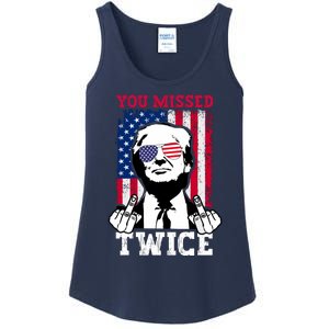 Trump Assassination Attempt Trump 2024 You Missed Twice Ladies Essential Tank