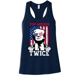 Trump Assassination Attempt Trump 2024 You Missed Twice Women's Racerback Tank