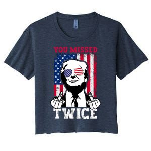 Trump Assassination Attempt Trump 2024 You Missed Twice Women's Crop Top Tee