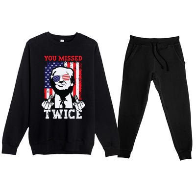 Trump Assassination Attempt Trump 2024 You Missed Twice Premium Crewneck Sweatsuit Set