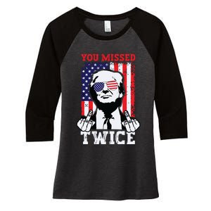 Trump Assassination Attempt Trump 2024 You Missed Twice Women's Tri-Blend 3/4-Sleeve Raglan Shirt