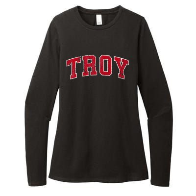 Troy Alabama Al Vintage Sports Design Red Design Womens CVC Long Sleeve Shirt