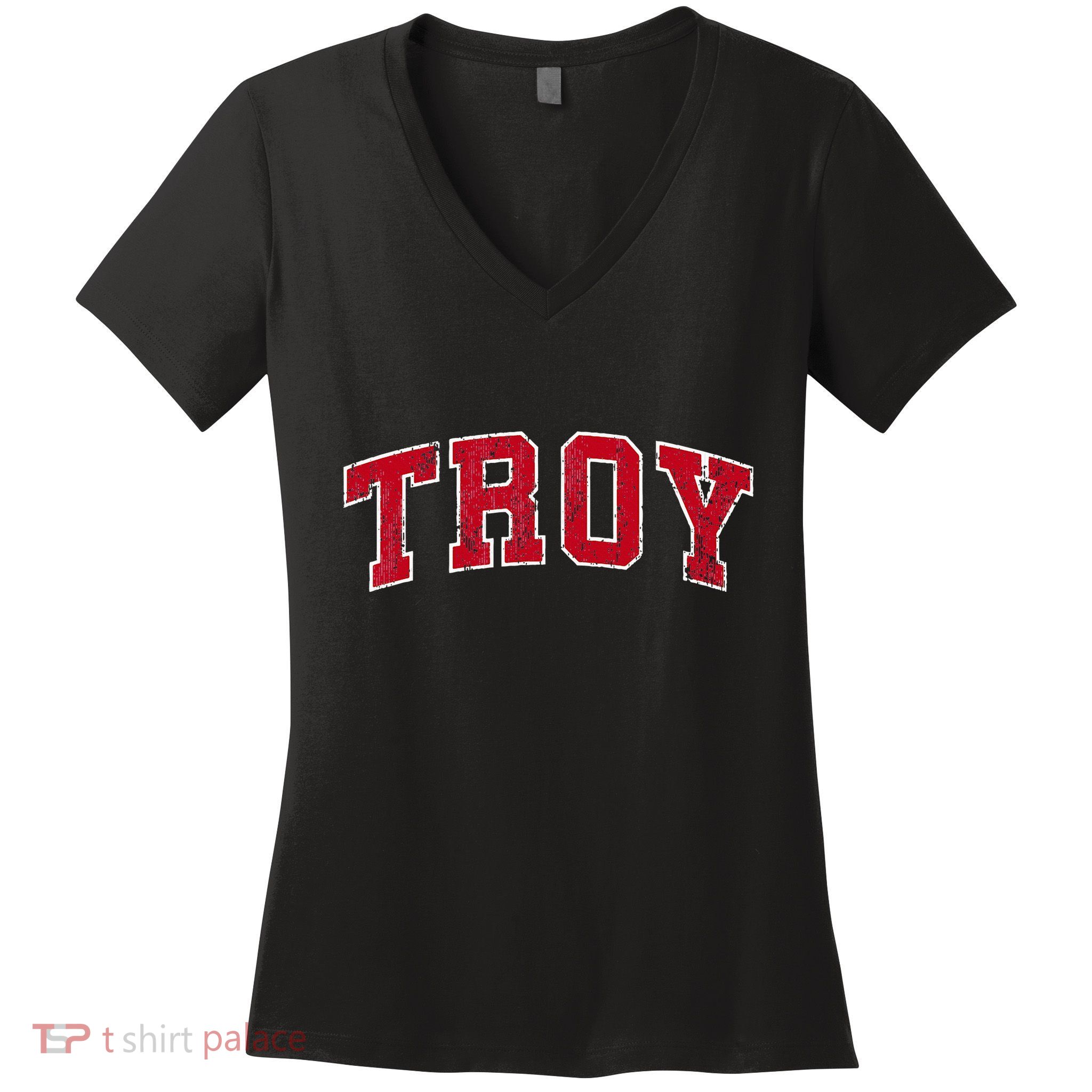 Troy Alabama Al Vintage Sports Design Red Design Women's V-Neck T-Shirt