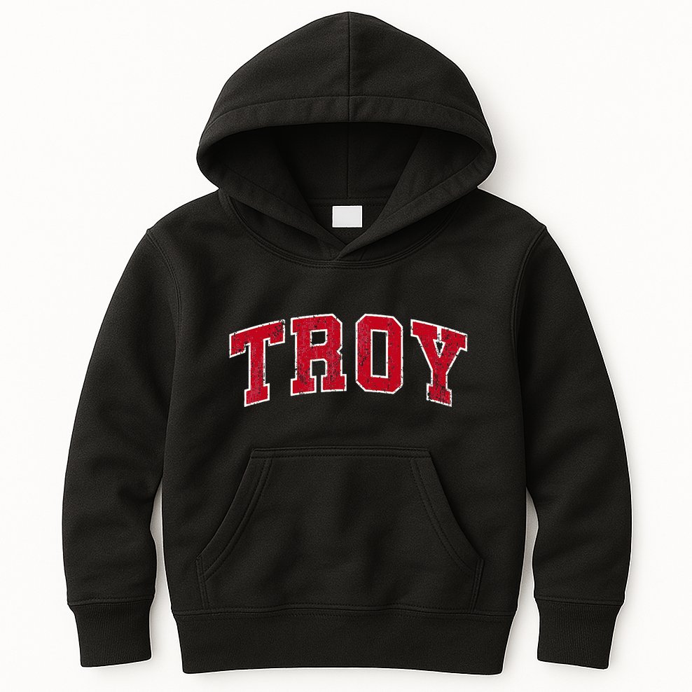Troy Alabama Al Vintage Sports Design Red Design Kids Hoodie