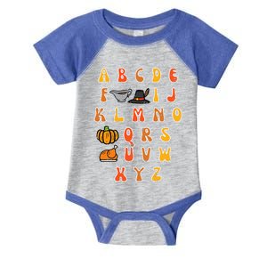 Thanksgiving ABC Alphabet Turkey Day Fall Teacher Infant Baby Jersey Bodysuit