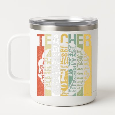 Teacher Africa Afro Women Black History Month Teachers Gift 12 oz Stainless Steel Tumbler Cup