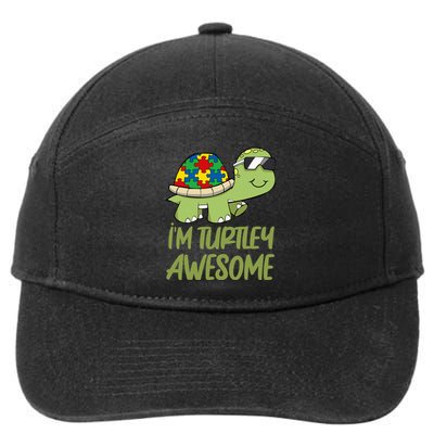 Turtle Awesome Autism Awareness Puzzle Piece 7-Panel Snapback Hat