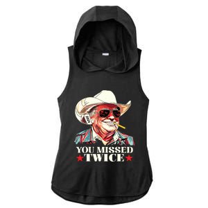 Trump Assassination Attempt Trump 2024 You Missed Twice Ladies PosiCharge Tri-Blend Wicking Draft Hoodie Tank