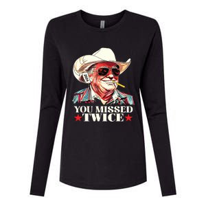 Trump Assassination Attempt Trump 2024 You Missed Twice Womens Cotton Relaxed Long Sleeve T-Shirt