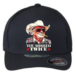 Trump Assassination Attempt Trump 2024 You Missed Twice Flexfit Unipanel Trucker Cap