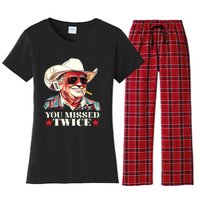 Trump Assassination Attempt Trump 2024 You Missed Twice Women's Flannel Pajama Set