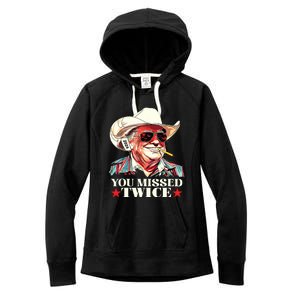 Trump Assassination Attempt Trump 2024 You Missed Twice Women's Fleece Hoodie