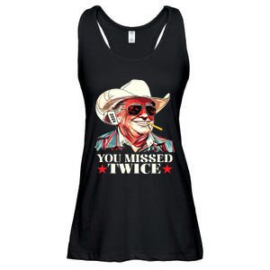 Trump Assassination Attempt Trump 2024 You Missed Twice Ladies Essential Flowy Tank