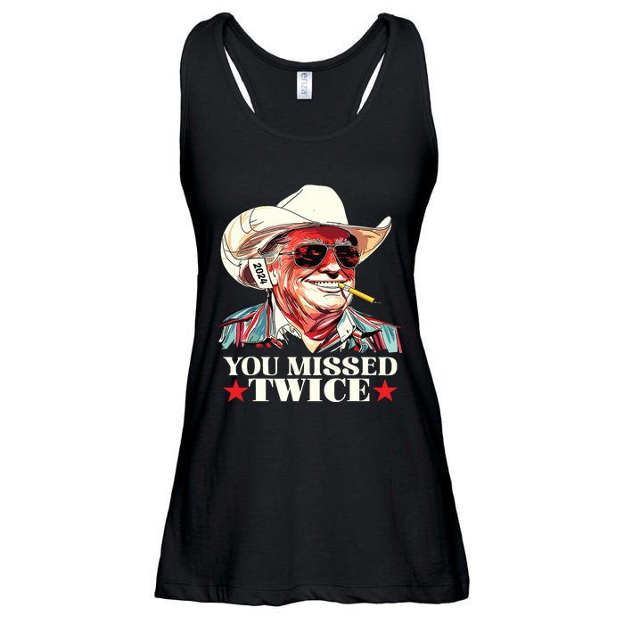 Trump Assassination Attempt Trump 2024 You Missed Twice Ladies Essential Flowy Tank