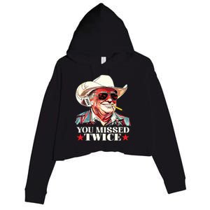 Trump Assassination Attempt Trump 2024 You Missed Twice Crop Fleece Hoodie