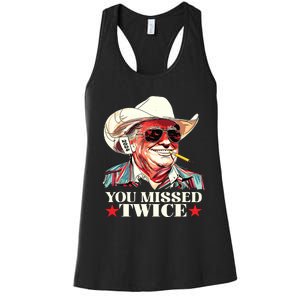 Trump Assassination Attempt Trump 2024 You Missed Twice Women's Racerback Tank