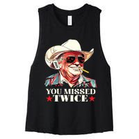 Trump Assassination Attempt Trump 2024 You Missed Twice Women's Racerback Cropped Tank