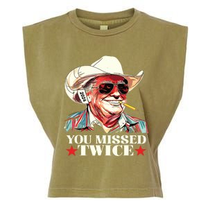 Trump Assassination Attempt Trump 2024 You Missed Twice Garment-Dyed Women's Muscle Tee